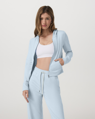 Halo Mini Full Zip Hoodie Soft Sky Heather Cropped Hoodie | Vuori onsale