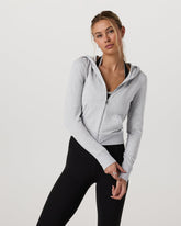 Halo Mini Full Zip Hoodie Pale Grey Heather | Vuori outlet