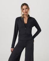 Halo Mini Track Jacket Women's Solid Black Cropped Zip-Up | Vuori shop