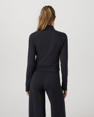 Halo Mini Track Jacket Women's Solid Black Cropped Zip-Up | Vuori shop