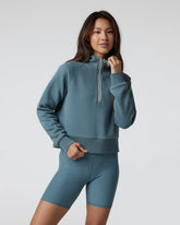 Restore Half Zip Hoodie Women's Smoke Blue Hoodie | Vuori onsale