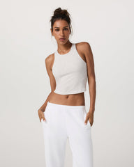 Pose Plyo Tank White Rib Tank Top with Built in Bra | Vuori outlet