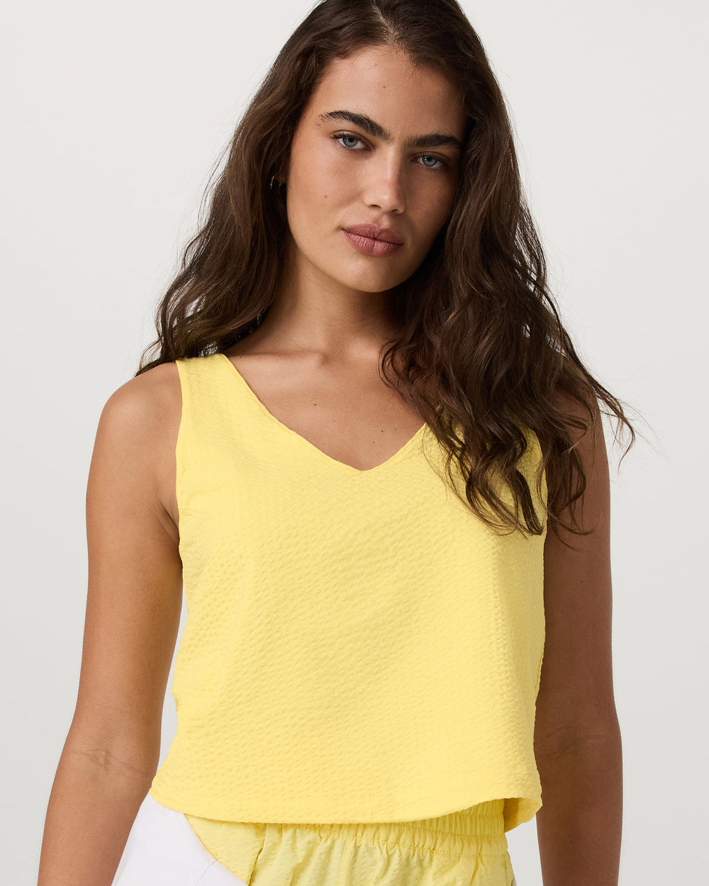 Villa Textured Crop Tank Sunlight | Vuori for sale