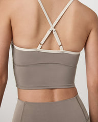 Vuori AllTheFeels™ Corset Tank Women's Smokey Taupe Top | Vuori for sale