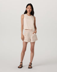 Trestles Twill Crop Tank Women's Sand Dollar Tank Top | Vuori shop