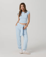 Halo Baby Tee Women's Soft Sky Heather Fitted Tee Shirt | Vuori online