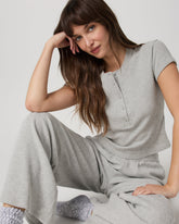 Women's Short Sleeve Waffle Baby Tee Light Heather Grey | Vuori shop
