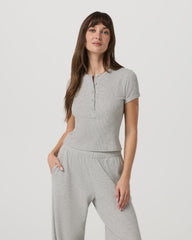 Women's Short Sleeve Waffle Baby Tee Light Heather Grey | Vuori shop