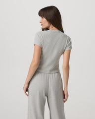 Women's Short Sleeve Waffle Baby Tee Light Heather Grey | Vuori shop