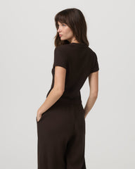 Short Sleeve Waffle Baby Tee Women's Dark Java T-Shirt | Vuori outlet