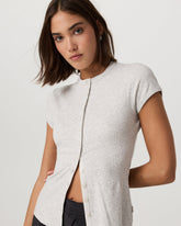 Women's Short Sleeve Pose Button Up White Heather Grey | Vuori discount