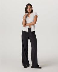 Women's Short Sleeve Pose Button Up White Heather Grey | Vuori discount