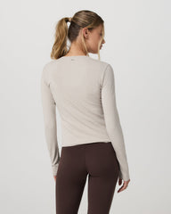 Long Sleeve Pose Twin Cardigan Women's Ecru Heather Top | Vuori discount