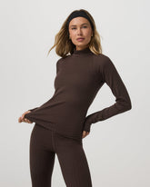 Long Sleeve Chilled Out Houndstooth Mock Java Houndstooth | Vuori shop