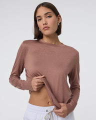 Daydream Crew Sedona Brown Heather Long Sleeve Top | Vuori sale