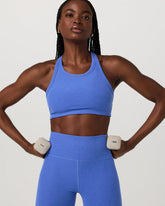 Elevation Racer Bra Women's Bright Iris Heather Sports Bra | Vuori shop