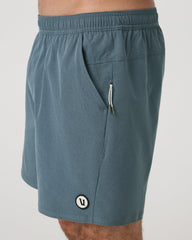Maverick Volley Short Lined Men's Blue Sea Hybrid Shorts | Vuori shop