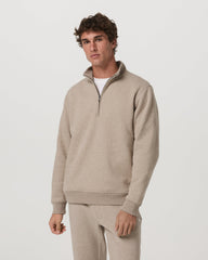 Seaside Half Zip Men's Acorn Heather Fleece Pullover | Vuori shop