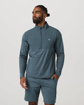 Sunday Element Half Zip Men's Blue Sea Heather Layer | Vuori for sale