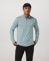 Ponto Half Zip Mock Neck Men's Misty Blue Heather Layer | Vuori discount