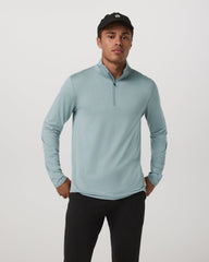 Ponto Half Zip Mock Neck Men's Misty Blue Heather Layer | Vuori discount