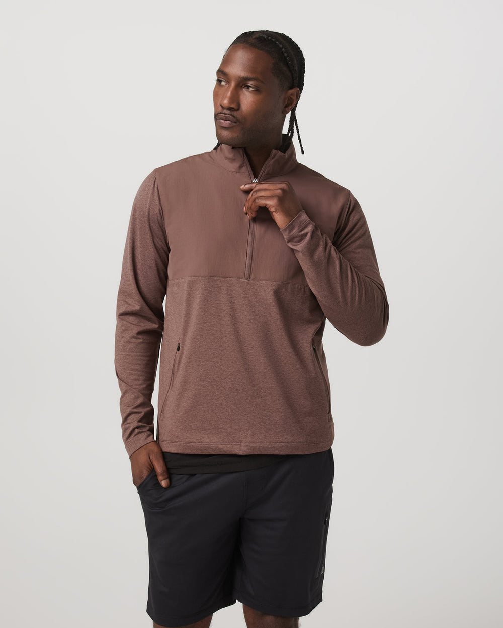 Sunday Element Half Zip Men's Sable Heather Layer | Vuori sale