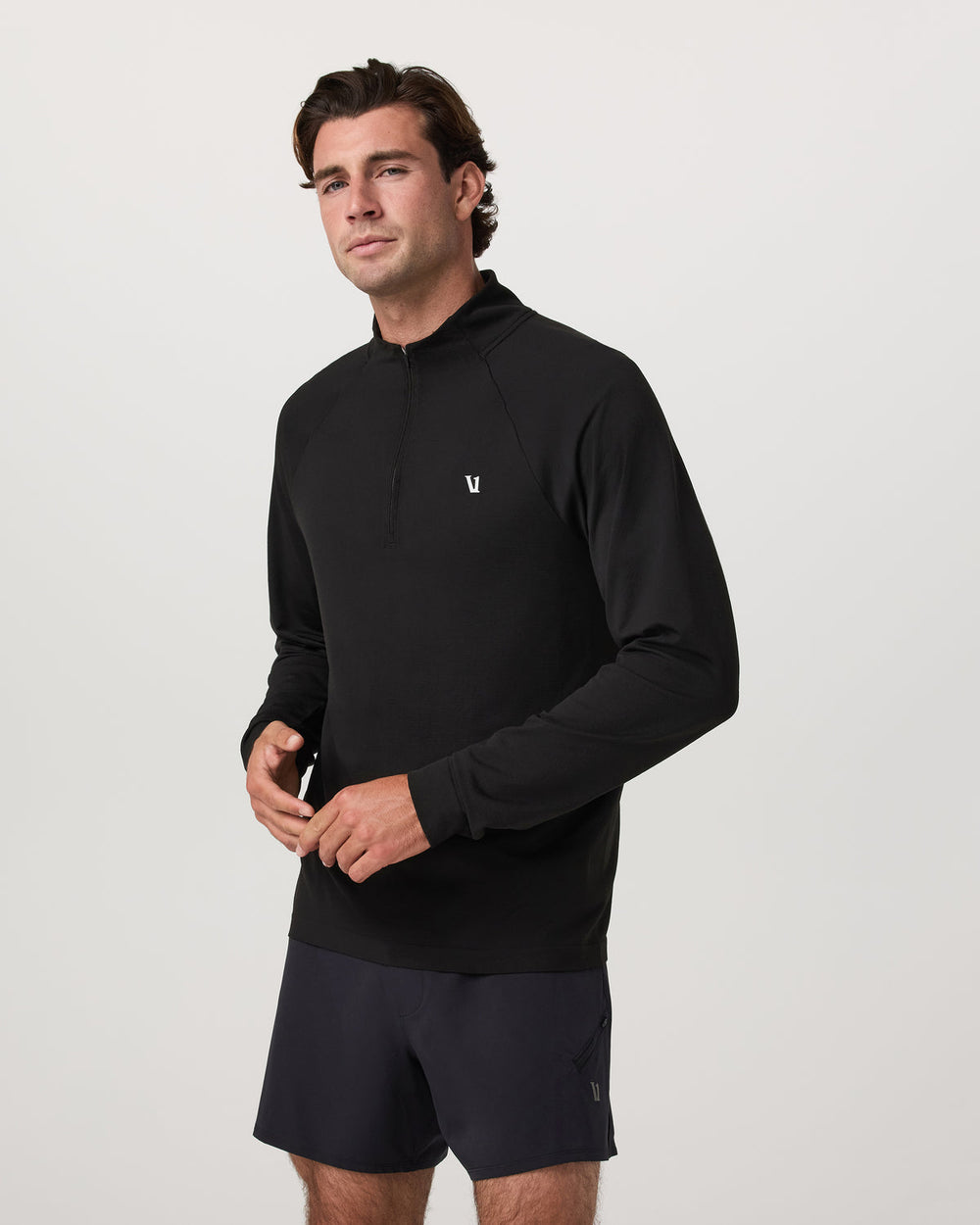 Clearview Seamless Quarter Zip Men's Black Long Sleeve | Vuori outlet