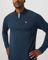 Clearview Seamless Quarter Zip Ocean Blue Long Sleeve | Vuori shop