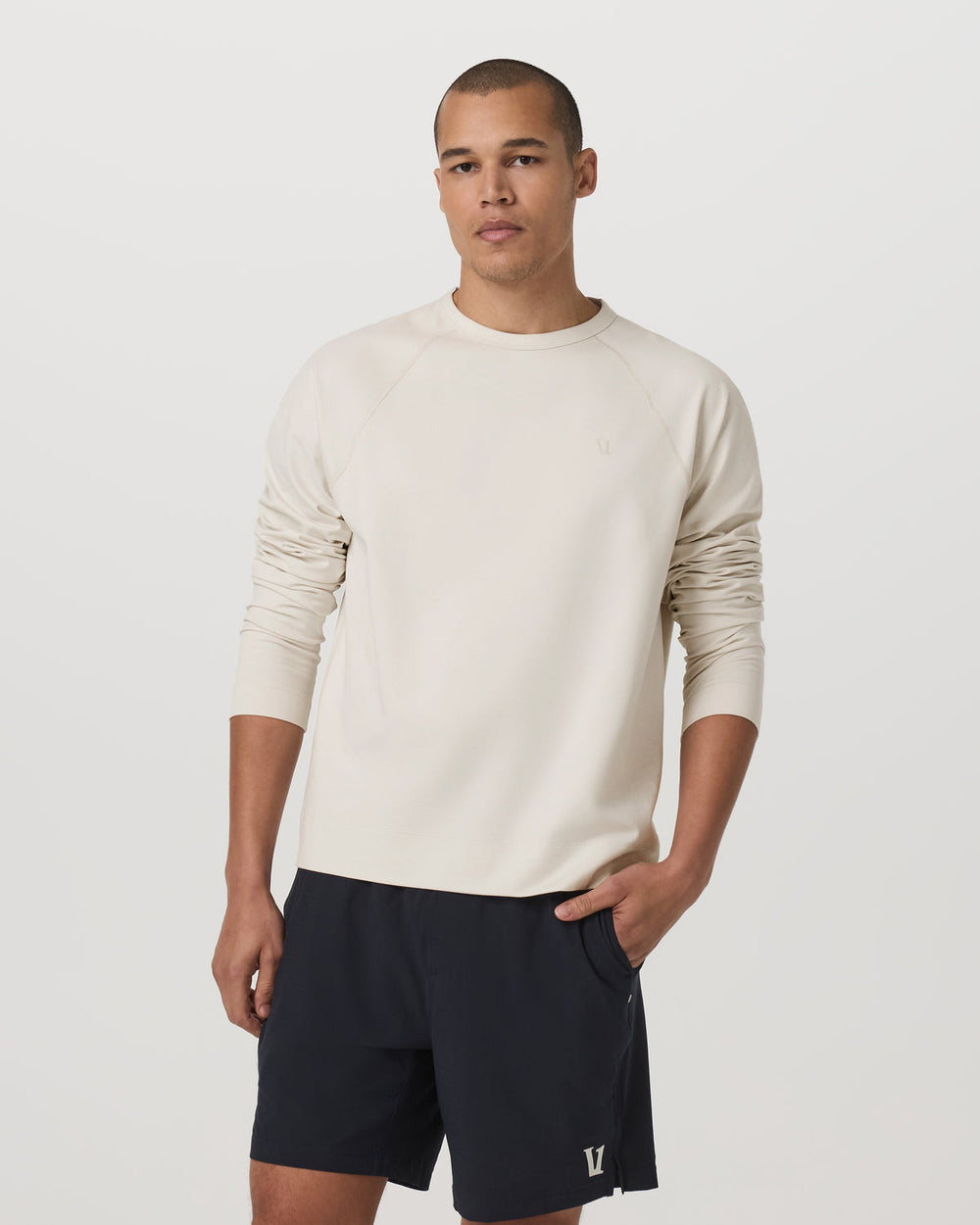 Coronado Crew - Relaxed Fit Men's Ivory Heather Crew | Vuori shop