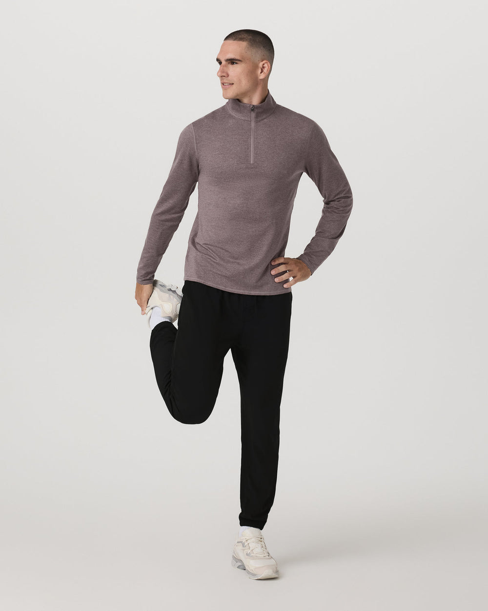 Ponto 1/2 Zip Mock Neck Men's Huckleberry Heather Top | Vuori discount