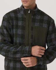 Ridge Fleece Jacket Men's Olive Plaid Zip-Up | Vuori discount