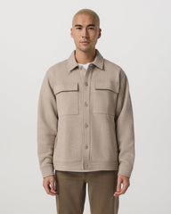 Seaside Shirt Jacket Men's Acorn Heather Fleece Jacket | Vuori shop