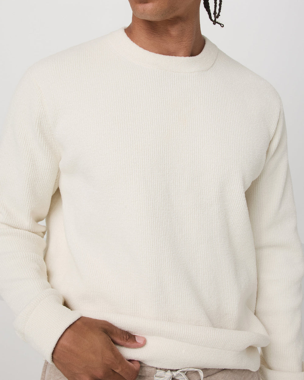 Midweight Rib Sweater Men's Ivory Ribbed Knit Sweater | Vuori online