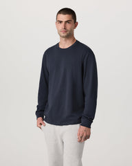 Long Sleeve Heavyweight Cotton Tee Men's Navy Shirt | Vuori sale
