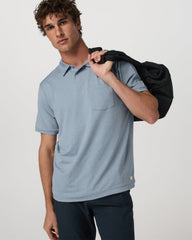 Short Sleeve Ponto Performance Polo Blue Dusk Heather | Vuori shop