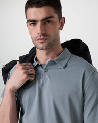 Short Sleeve Feather Polo Dusty Blue | Vuori outlet