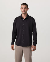 Long Sleeve Knit Oxford Button Down Men's Black Shirt | Vuori outlet