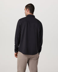Long Sleeve Knit Oxford Button Down Men's Black Shirt | Vuori outlet