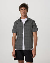Men's Short Sleeve Plaid Button Down Shirt Dark Pewter | Vuori discount