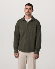 Jeffreys Overshirt Men's Olive Heather Button-Up Shirt | Vuori discount