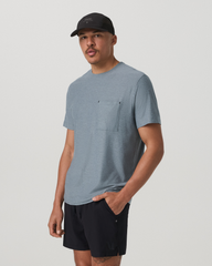 Short Sleeve Strato Pocket Tee-Relaxed Fit Dusty Blue Heather | Vuori online