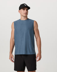 Strato Muscle Tee Men's Pool Blue Heather Tank Top | Vuori for sale