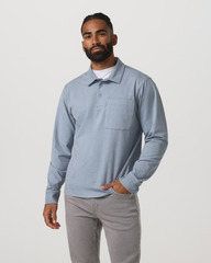 Men's Long Sleeve Coronado Rugby Shirt Blue Dusk Heather | Vuori for sale