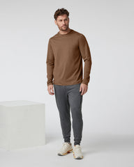 Long Sleeve Ponto Performance Tee Pecan Heather | Vuori shop