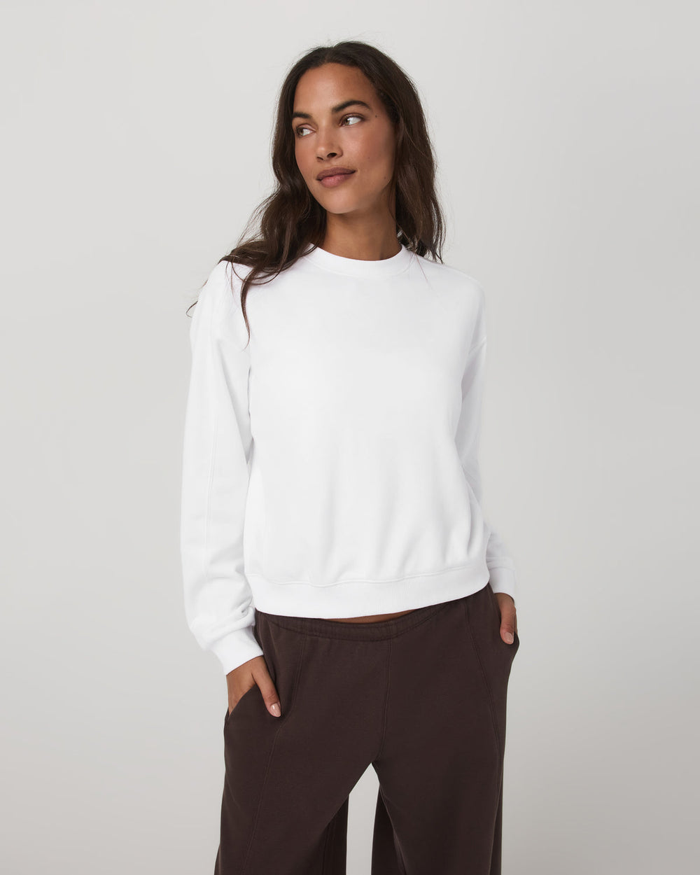 Sedona Seams Crew Women's White Fleece Sweatshirt | Vuori online