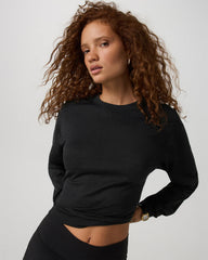 Halo Modern Crew Women's Black Heather Sweatshirt | Vuori sale