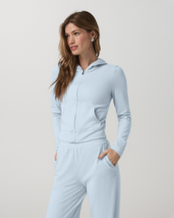 Halo Mini Full Zip Hoodie Soft Sky Heather Cropped Hoodie | Vuori onsale