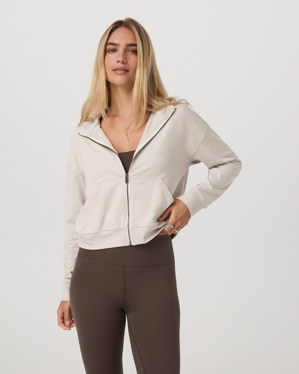 Halo Full Zip Hoodie Women's Ecru Heather Hoodie | Vuori outlet