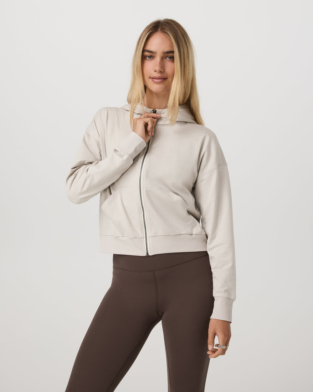 Halo Full Zip Hoodie Women's Ecru Heather Hoodie | Vuori outlet
