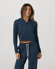 Women's Halo Mini Full Zip Hoodie Blue Coast Heather | Vuori shop